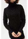 Lafaba Dámský černý rolák vzorovaný pletený svetr