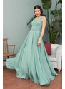 Carmen Çağla Chiffon Degajee Collar Long Evening Dress And Invitation Dress