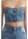 Trendyol Blue Strapless Denim Bustier