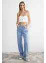 Trendyol White Strapless Denim Bustier