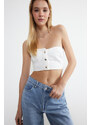 Trendyol White Strapless Denim Bustier