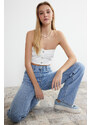 Trendyol White Strapless Denim Bustier