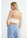 Trendyol White Strapless Denim Bustier