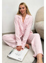 Trend Alaçatı Stili Women's Dust Pink Single Pocket Woven Pajamas Suit