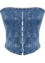 Trendyol Dark Blue Stitch Detail Strapless Denim Bustier