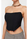 Trendyol Black Crop Lined Woven Corset Detailed Bustier