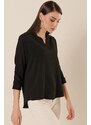 By Saygı Polo Neck Three Quarter Sleeves Split Split Blouse