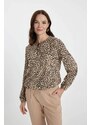 DEFACTO Regular Fit Crew Neck Long Sleeve Blouse