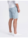 Ombre Men's denim shorts in delicate stripe - light blue