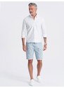 Ombre Men's denim shorts in delicate stripe - light blue