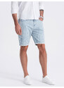 Ombre Men's denim shorts in delicate stripe - light blue