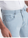 Ombre Men's denim shorts in delicate stripe - light blue