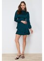 Trendyol Emerald A-line Green Skirt Flounce Satin Woven Dress