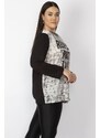 Şans Women's Plus Size Black Front Printed Blouse