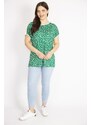 Şans Women's Green Plus Size Front Patterned Blouse