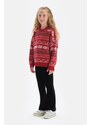 Dagi Girls Red Christmas Themed Oversize Knitwear Sweater