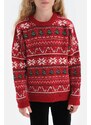 Dagi Girls Red Christmas Themed Oversize Knitwear Sweater