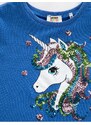 Koton Unicorn T-Shirt With Sequin Embroidered Sleeveless Crew Neck.