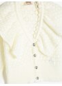 Koton Cardigan Wide Baby Collar Ruffled Openwork Buttoned