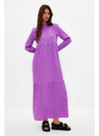 Trendyol Purple High Neck Crinkle Wide Fit Woven Dress