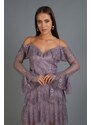 Carmen Lavender Lace Long Sleeves Short Evening Dress