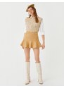 Koton Suede Look Flounce Mini Skirt