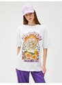 Koton Oversized T-Shirt Printed Crew Neck Short Sleeve Cotton