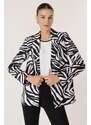 By Saygı One Button Lined Zebra Pattern Comfort Fit Jacket