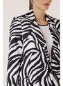 By Saygı One Button Lined Zebra Pattern Comfort Fit Jacket