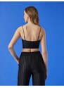 Koton Thin Straps Jacquard Crop Singlet