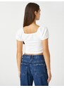 Koton Crop T-Shirt Balloon Sleeves Shirred Detail V-Neck