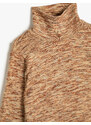 Koton Ethnic Patterned Half Neck Knitwear T-Shirt with Wide Long Sleeves.