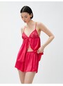 Koton Satin Babydoll with Thin Straps and Ruched