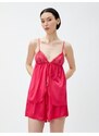 Koton Satin Babydoll with Thin Straps and Ruched