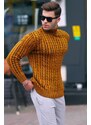 Madmext Mustard Turtleneck Knit Detailed Sweater 6317