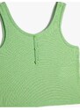 Koton Undershirt Crop Sleeveless Thick Strap U Neck Button Detailed
