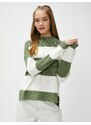 Koton Dámský zelený pruhovaný svetr