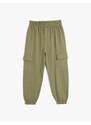 Koton Basic Cargo Jogger Sweatpants Raised Waist Tie Pocket Cotton