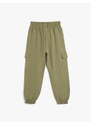 Koton Basic Cargo Jogger Sweatpants Raised Waist Tie Pocket Cotton