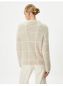 Koton Plush Knitwear Sweater High Neck Off Shoulders Soft Textured