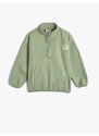Koton Sweatshirt High Collar Half Zipper Applique Detailed Pocket