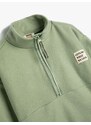 Koton Sweatshirt High Collar Half Zipper Applique Detailed Pocket