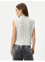 Koton Shiny Leaf Knitwear Sweater Crop High Neck Sleeveless Knit Patterned