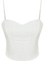 Trendyol White Fitted/Situated Crop Strap Crepe Knitted Bustier