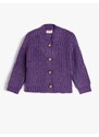 Koton Knit Cardigan Button Closure Long Sleeve Round Stand