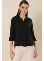 By Saygı Polo Neck Three Quarter Sleeves Split Split Blouse