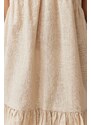 Trendyol Beige Wide Fit Mini Woven Ruffle Beach Dress