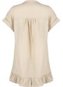 Trendyol Beige Wide Fit Mini Woven Ruffle Beach Dress