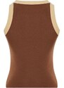 Trendyol Brown Barbell Neck Contrast Piping Detail Ribbed Elastic Knitted Undershirt