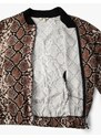 Koton Oversize Bomber Jacket Zipper Snakeskin Patterned Pocket